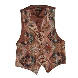 Circle T Southwestern Geometric Tapestry Vest Womens Medium Multicolor 3721